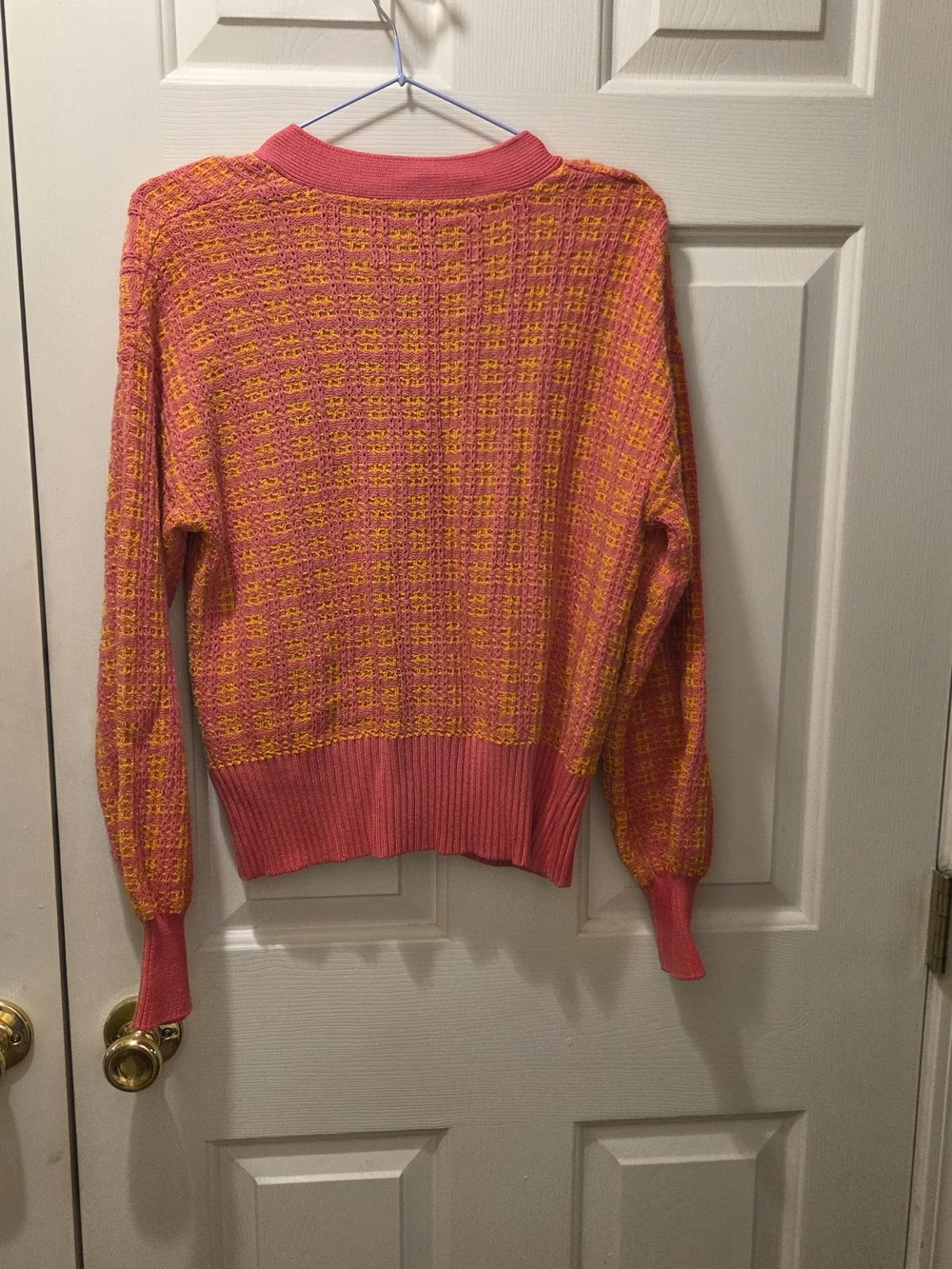 Free assembly Pink & Yellow Knit Cardigan Sweater